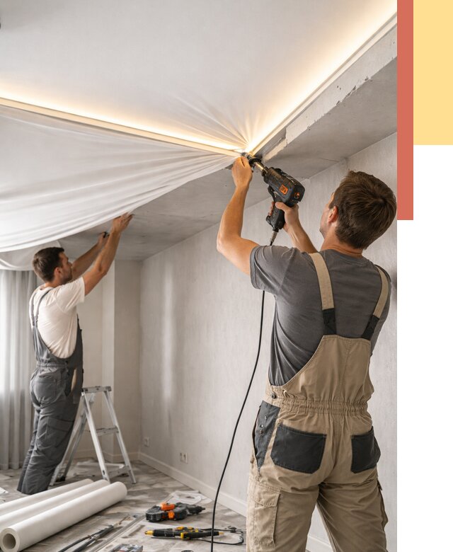 Монтаж натяжного потолка с подсветкой в изобильном от 987 руб. | ОТДЕЛОЧНИК-Збл