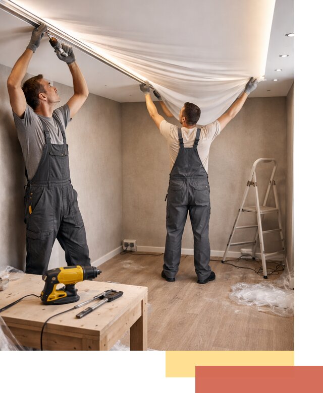 Монтаж натяжного потолка с подсветкой в изобильном цена и сроки