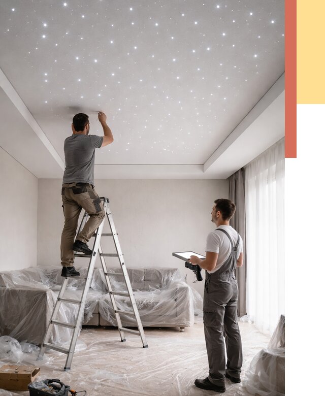 Монтаж натяжного потолка «звездное небо» в изобильном от 6752 руб. | ОТДЕЛОЧНИК-Збл