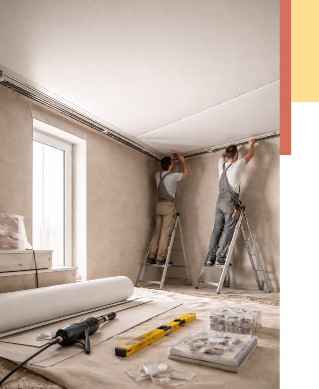 Монтаж натяжного потолка в спальне в изобильном от 3947 руб. под ключ | ОТДЕЛОЧНИК-Збл