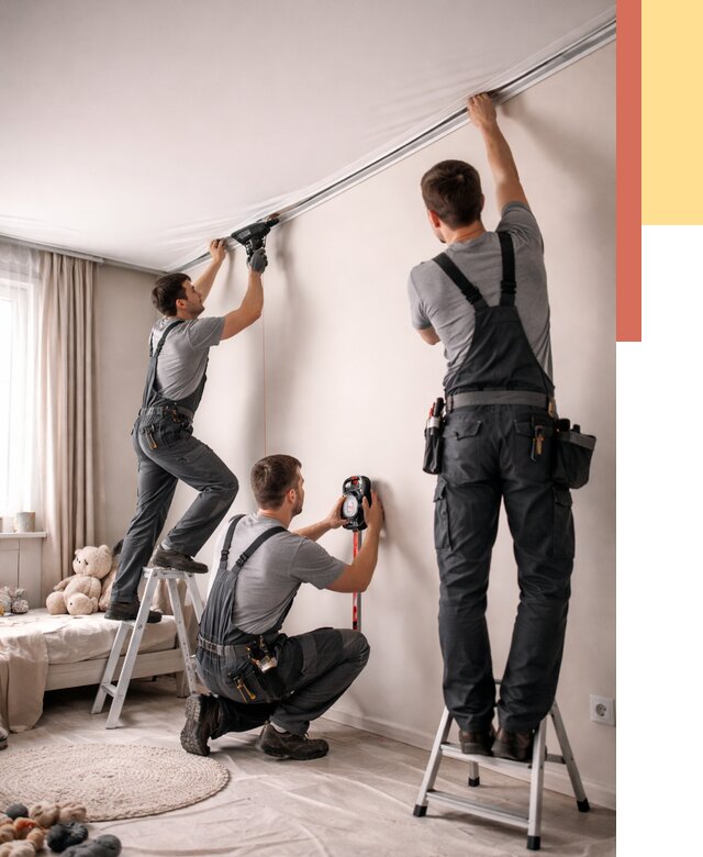 Монтаж натяжного потолка в детской в изобильном от 3636 руб. — быстро и недорого | ОТДЕЛОЧНИК-Збл