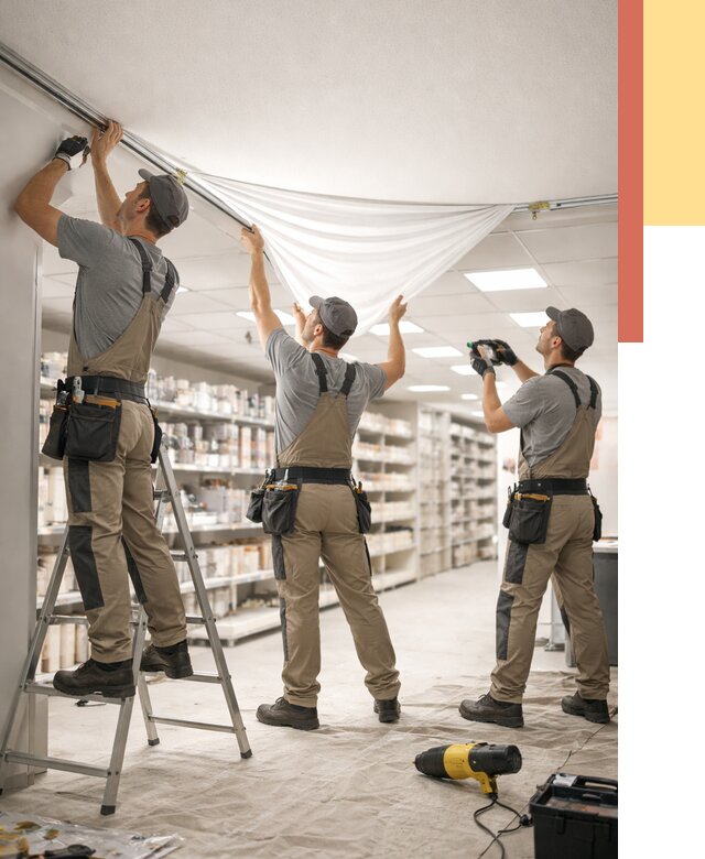 Монтаж натяжного потолка в магазине в изобильном от 4675 руб. быстро и недорого | ОТДЕЛОЧНИК-Збл
