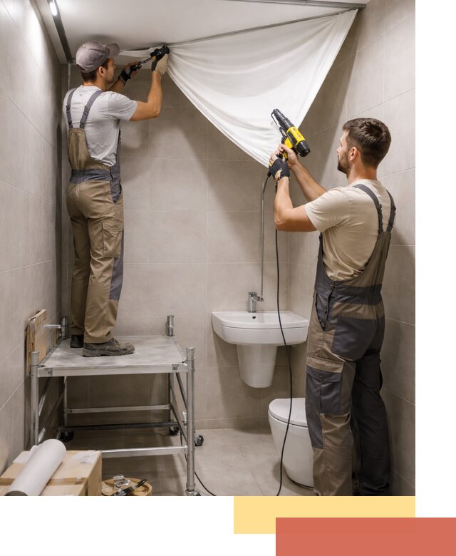 Монтаж натяжного потолка в санузле в изобильном