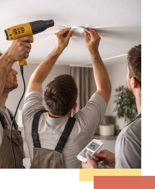 Ремонт прокола полотна натяжного потолка в изобильном