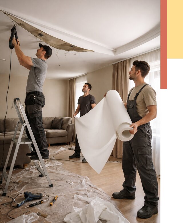 Замена полотна натяжного потолка в изобильном от 9869 руб. быстро и недорого | ОТДЕЛОЧНИК-Збл