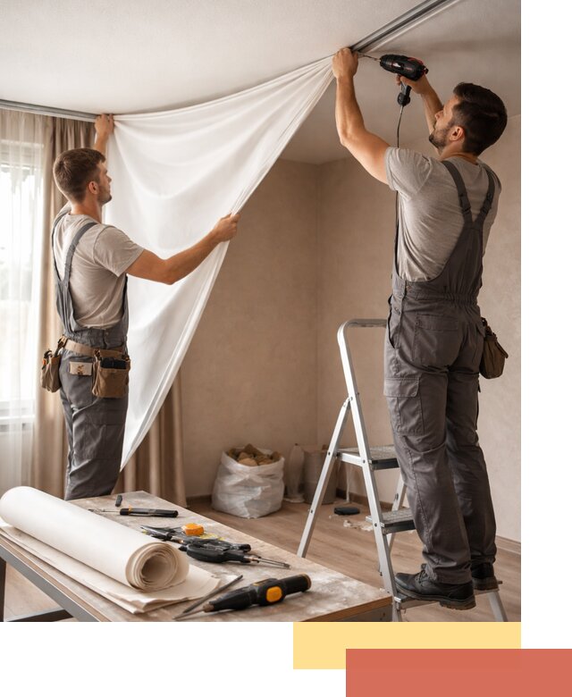 Замена полотна натяжного потолка в изобильном быстро и качественно