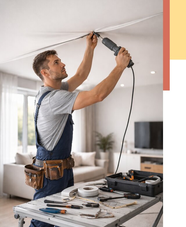 Ремонт натяжных потолков в изобильном от 9869 руб. под ключ — ОТДЕЛОЧНИК-Збл