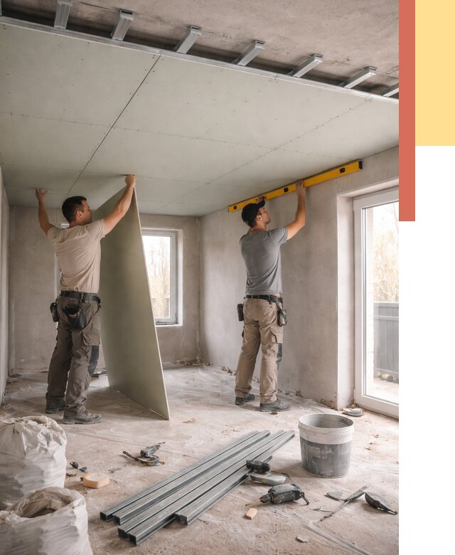 Одноуровневый потолок из гипсокартона в изобильном от 779 руб. — монтаж под ключ | ОТДЕЛОЧНИК-Збл