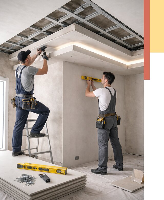 Двухуровневый потолок из гипсокартона в изобильном от 1506 руб. под ключ | ОТДЕЛОЧНИК-Збл