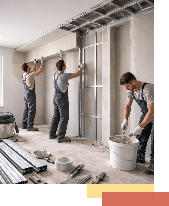 Монтаж потолка из гипсокартона с нишей в изобильном