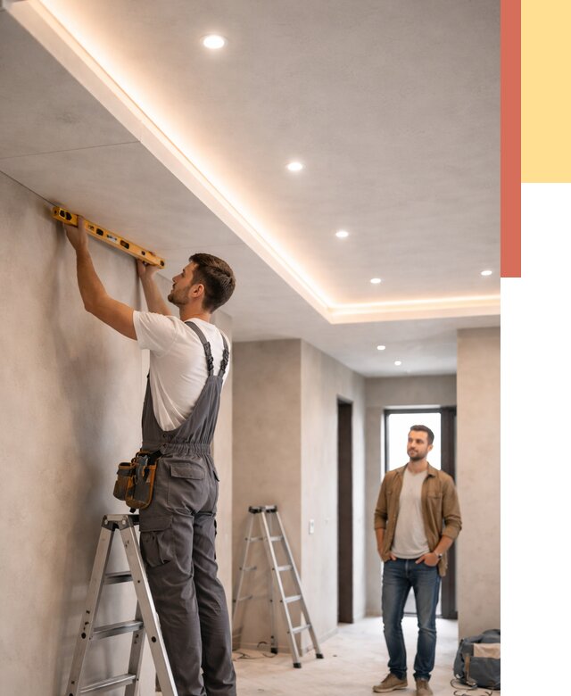 Потолок из гипсокартона с подсветкой в изобильном от 779 руб./м2 под ключ | ОТДЕЛОЧНИК-Збл