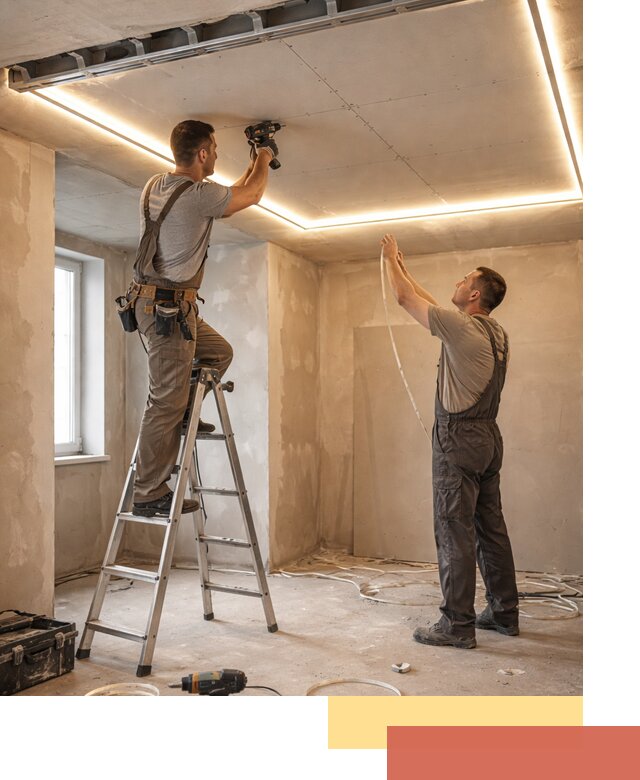 Потолок из гипсокартона с подсветкой в изобильном