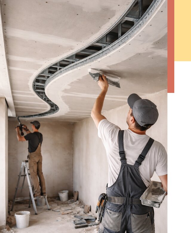 Криволинейный потолок из гипсокартона в изобильном от 2181 руб./м2 | ОТДЕЛОЧНИК-Збл