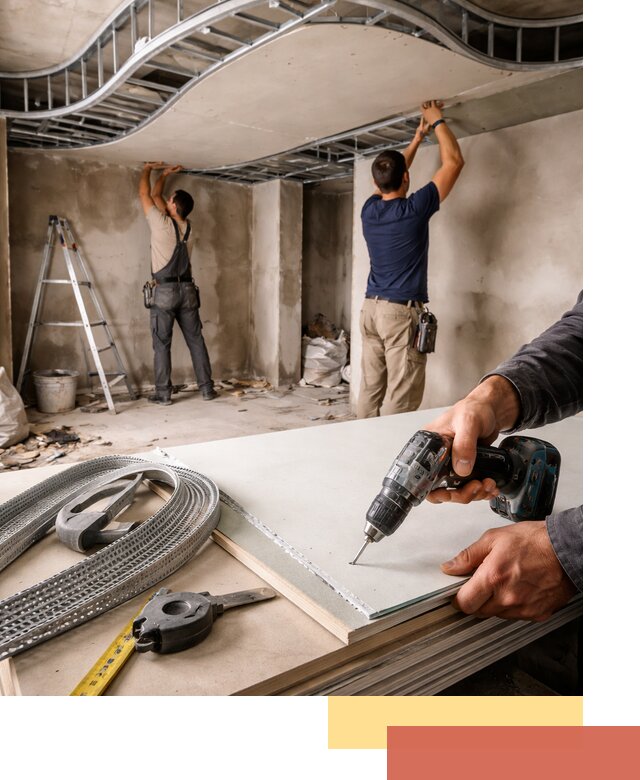 Криволинейный потолок из гипсокартона в изобильном — монтаж и отделка