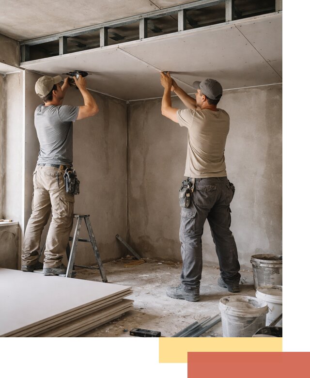 Короб из гипсокартона на потолке под ключ в изобильном