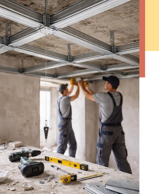 Монтаж каркаса потолка из профиля в изобильном от 4675 руб. — услуги ОТДЕЛОЧНИК-Збл