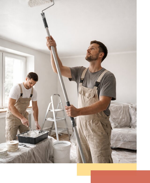 Покраска потолка водоэмульсионной краской в изобильном