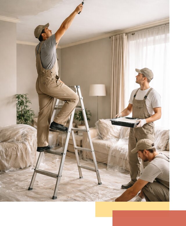 Покраска потолков акриловой краской в изобильном качественно и быстро