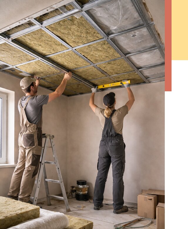 Шумоизоляция потолка в изобильном от 1299 руб. под ключ — услуги ОТДЕЛОЧНИК-Збл